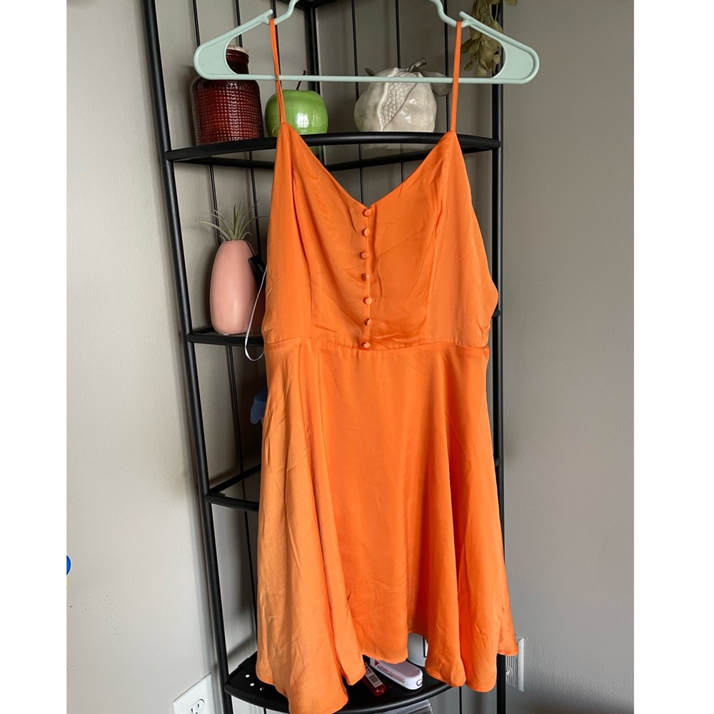 lulus orange fit and flare sundress